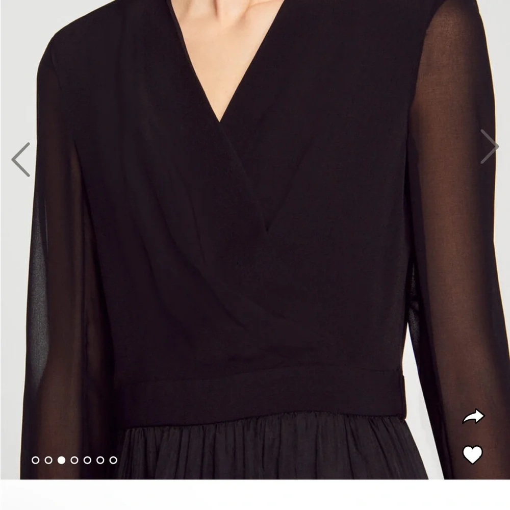 SANDRO Ginette Dress in a size 40 Medium 8 Sheer long sleeve shoulder pad
